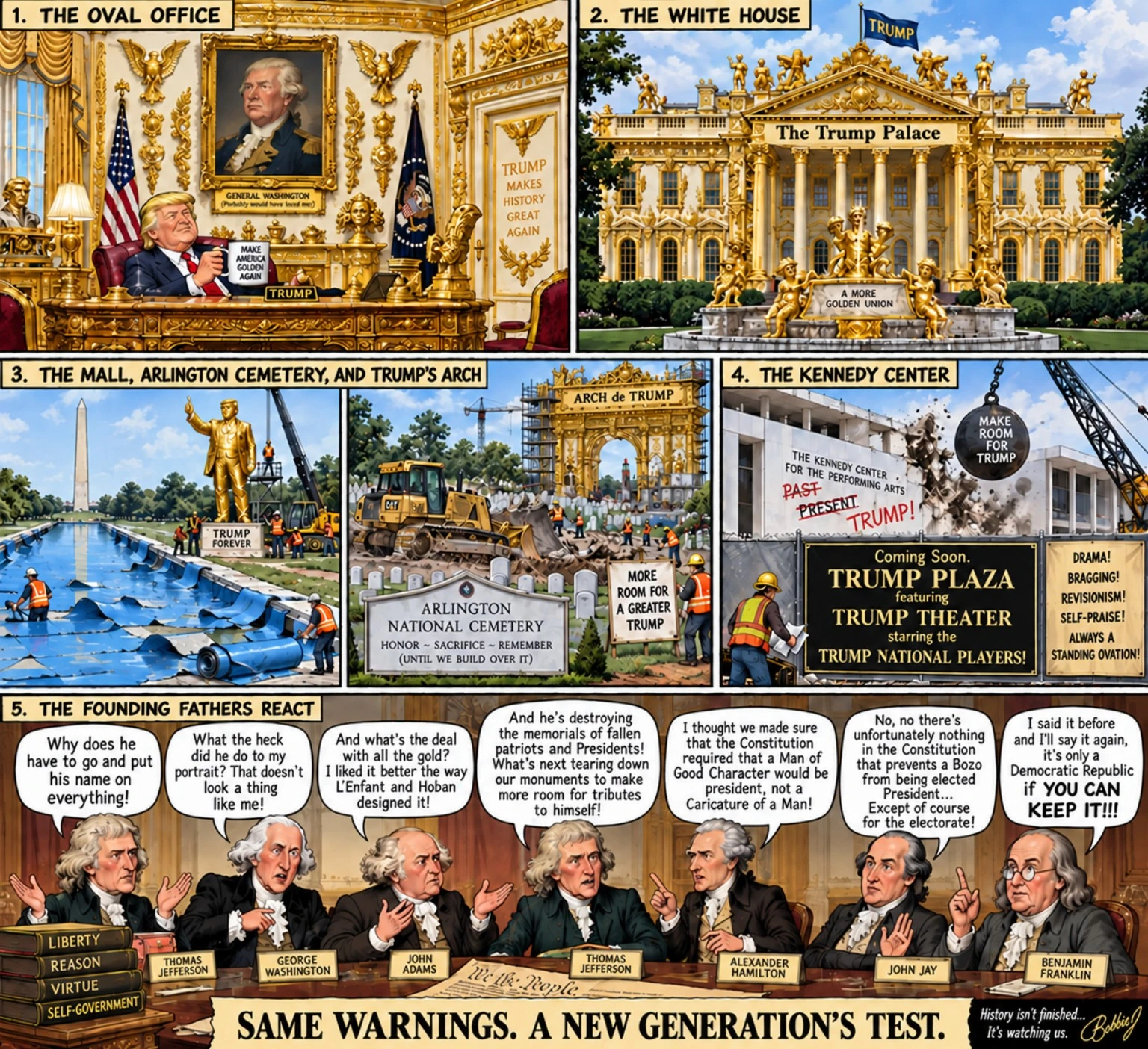 Trump-Land — original political cartoon by BobbieJ