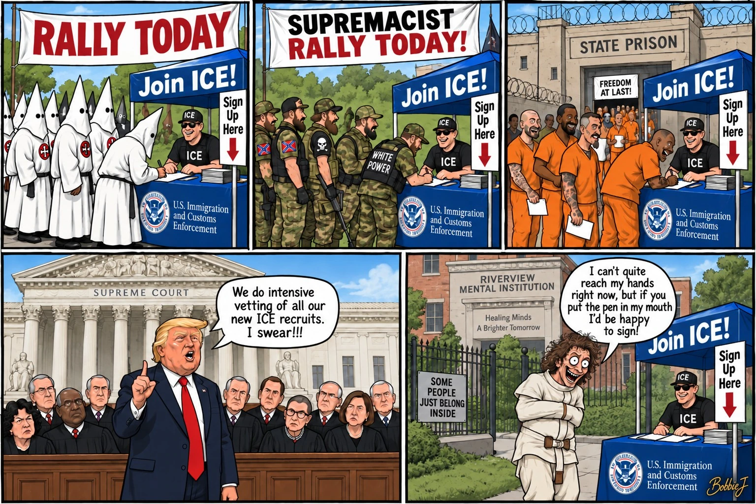 ICE Joke — original political cartoon by BobbieJ